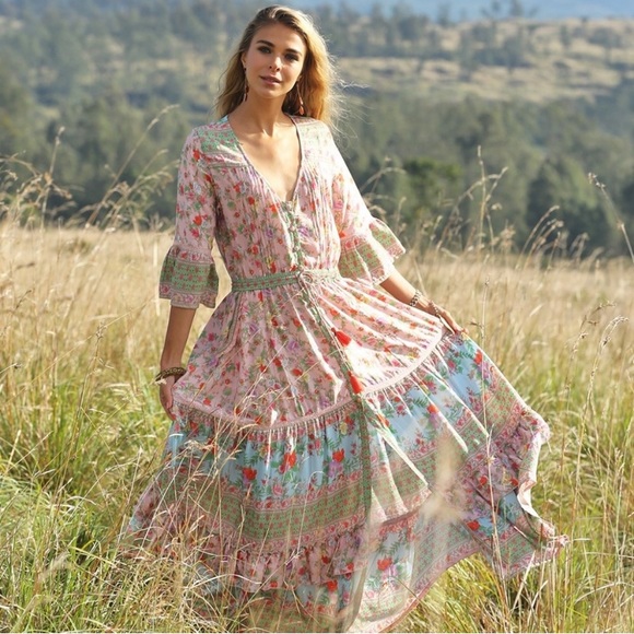 NWT Tulle and batiste havillah maxi dress- lotus - Picture 1 of 7